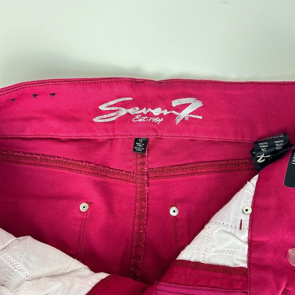 Seven7 Pink Tummyless Zip Fly High Rise‎ Skinny Casual Denim Jeans Size 16 - Picture 5 of 14